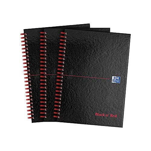 Image of Oxford Black n' Red A5 Hardcover Notebook Glossy, Metallic Binding, Lined, Pack of 3