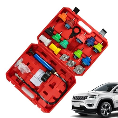 Image of Coolant Pressure Tester Kit - Heavy Duty Precision Quick Test | Leak Tester Vacuum Coolant Fill Kit | 18-piece Set Of Car Radiator Leak Detector For Diagnostic Detection Hydraulic Vehicle Truck Rv Suv