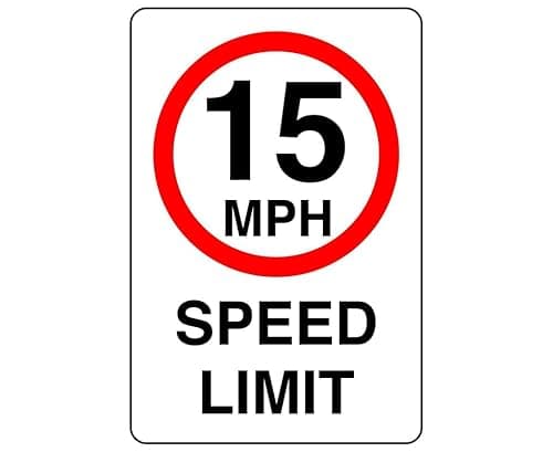 Image of 15mph speed limit sign - 3mm Aluminum Dibond high-visibility and durability for indoor/outdoor usage (400mm x 300mm) Ensures Safety Within 14m Viewing Distance.