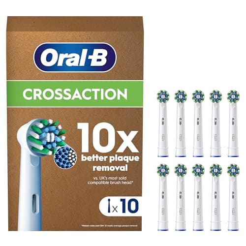 Image of Oral-B Pro Cross Action Original Electric Toothbrush Head, Pack of 10 Replacement Toothbrush Heads, Suitable for Mailbox, White (Packing May Vary)