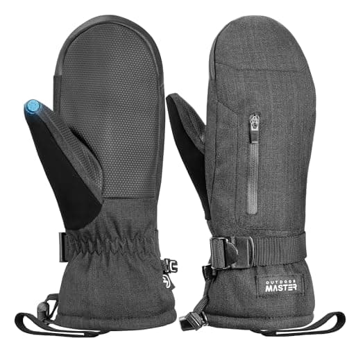 Image of OutdoorMaster Ski Snow Mittens for Women & Men, Thermal Snowboard Ski Gloves Screen Touch, Warm Winter Anti-slip Waterproof with Double-Pocket for Cold Weather Sports, Skiing, Snowboarding