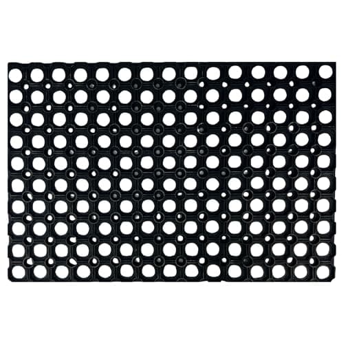 Image of Heavy Duty Rubber Door Mat with Drainage Holes - 12mm Thick, 40x60cm | Non-Slip, Mould-Resistant Entrance Mat | Durable Outdoor & Indoor Mat for Wet or Dry Areas | Easy to Clean, Square Edge Design