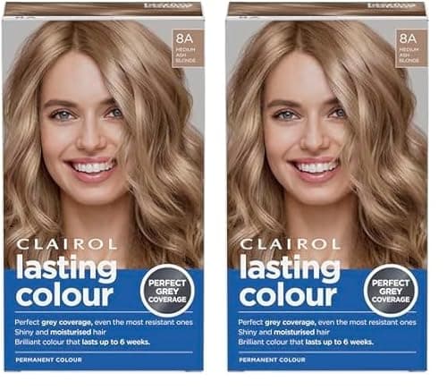 Image of Clairol Lasting Colour Permanent Hair Dye | Ideal Grey Coverage | Shiny and Moisturised Hair | 8A Medium Ash Blonde (Pack of 2)
