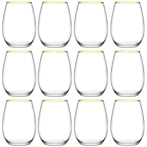 Image of Queensway 350ml Gold Rim Hi-Ball Glasses Elegant Tumblers for Water, Juice, Cocktails & Spirits, Premium Glassware Set for Home Bar, Dining & Entertaining Set of 12