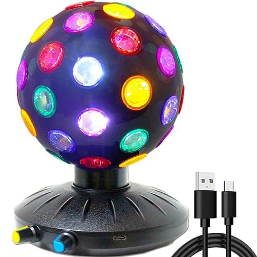 Image of Spinning Disco Ball LED Night Light Projector 360° Rotary Speed/Brightness Adjustable Lamp for Parties, Lighting, Halloween, Christmas, Birthday, Holiday, Club, Bar (USB/Battery Operation) (Black)