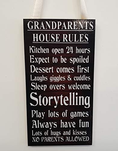 Image of Decalarama GRANDPARENTS HOUSE RULES Funny - Wall/Door MDF Plaque - Small