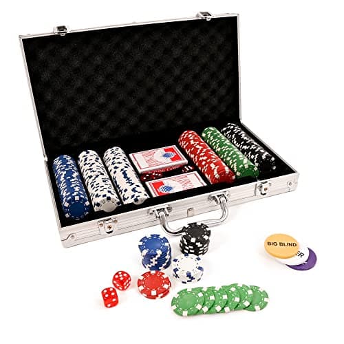 Image of M.Y Texas Hold'em Poker Set - 300 Piece Set in Aluminium Case with 11.5g Heavyweight Poker Chips 2 Decks of Playing Cards Dealer Big Blind and Small Blind Buttons and 5 Dice