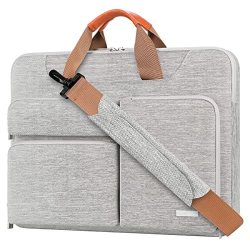 Image of Lacdo 360° Protective Laptop Shoulder Bag Sleeve Case for 15.6 inch ASUS Vivobook/ChromeBook/TUF Gaming, Dell Inspiron 15, HUAWEI MateBook D15, HP Pavilion 15, Acer Aspire 5/Nitro 5, Lenovo V15, Grey