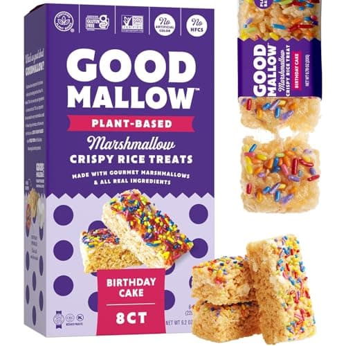 Image of Good Mallow Plant Based Marshmallow Crispy Rice Treats Birthday Cake - 8 ct. 2 x 176g
