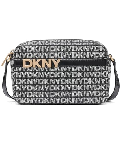 Image of DKNY Women's Avril Camera Bag, Black and Black Logo, Black And Black Logo, Small