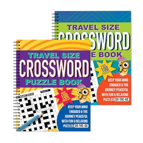 Image of Sixstore A5 Spiral Bound Travel Size Crossword Puzzle Books Word Search Book Multicolour - Set of 2 - Over 100 Puzzles per Book
