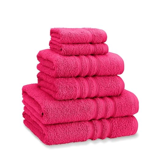 Image of Catherine Lansfield Zero Twist Cotton 6 Piece Towel Bale Set Hot Pink