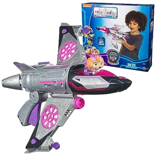 Image of Paw Patrol: The Mighty Movie, Transforming Rescue Jet with Skye Mighty Pups Action Figure, Lights and Sounds, Kids’ Toys for Boys and Girls 3+