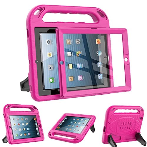 Image of Surom Kids Case for iPad 2 3 4 (Old Model)- Built-in Screen Protector, Shockproof Handle Stand Kids Friendly Protective Case for iPad 2nd 3rd 4th Generation, Rose Pink