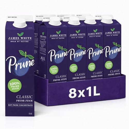 Image of James White Prune Juice Cartons 1L - All Natural - Vegan - No Added Sugar (Pack of 8)