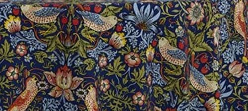 Image of Jansons Direct Linens Strawberry Thief Navy 100% Cotton Table Cloth 132cmx 178cm William Morris Gallery, Blue