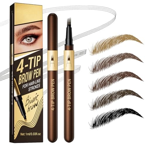 Image of Eyebrow Pencil, 2026 New Microblading Eyebrow Pen with 4 Fork Tip, Eye Brow Pencil for Makeup, Precise Brush Create Natural Hair-Like Brows, Waterproof, Long-Lasting, Shaping, Defined (Dark Brown)