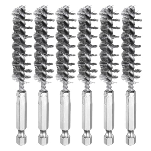 Image of sourcing map 6Pcs 304 Stainless Steel Bore Brush 13mm Dia 4" Long Cleaning Twisted Wire Brush with Handle 1/4" Hex Shank for Tubes, Ports, Bearings