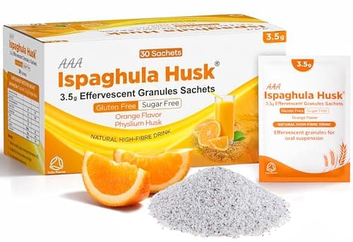Image of AAA Ispaghula Husk Orange Flavor – 30 Sachets |Natural High Fibre Drink | Effervescent Granules Sachets