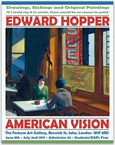 Image of Edward Hopper Poster Print - Edward Hopper Exhibition Poster / Famous Artist Realism Artwork for Bedroom Decor & American Realism Art, Famous Artist Home Office Art Gift for her (11.7 x 16.5 (A3))