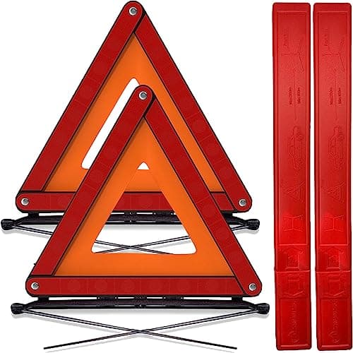 Image of Xtremeauto Warning Triangles For Cars - Car Triangle Warning Sign Breakdown Kit, X2 Emergency Car Warning Triangle European Driving Reflective Red Breakdown Triangle Hazard Triangle ECE R27 Compliant