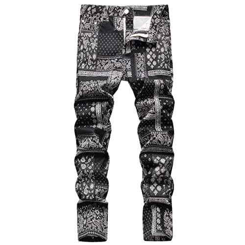 Image of AIYINO Mens Biker Jeans Ripped Regular Straight Leg Stylish Denim Jeans All Waist 34 Drak Grey