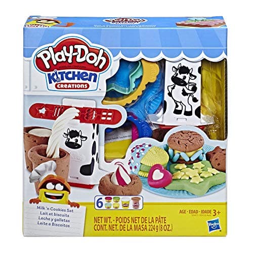 Image of Play-Doh Kitchen Creations Milk and Cookies Set with 6 Non-Toxic Colors Including Play-Doh Confetti
