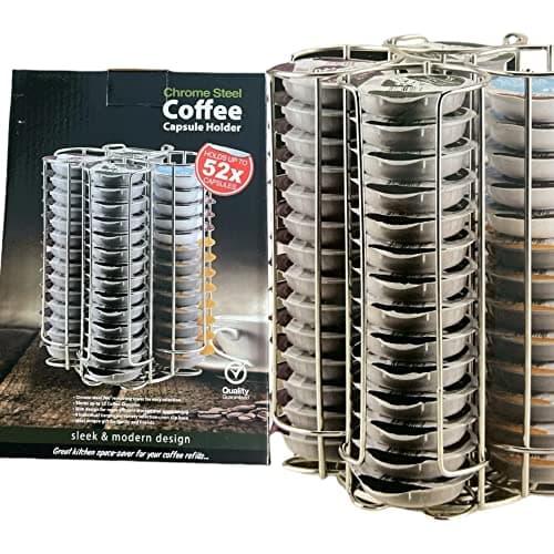 Image of Quailitas Coffee Capsule Holder [52 pcs] for Tassimo Pod Rack - Rotating Stand, T-Disc Space-Saving Organizer for Kitchen - Coffee Machine Accessories