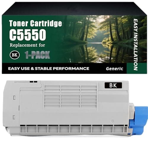 Image of C5550 Toner Cartridge Work for Okidata OKI C5550 C5800 C5900 Printers, High-Capacity 6000 Pages, Clear lines (1 Pack Black)