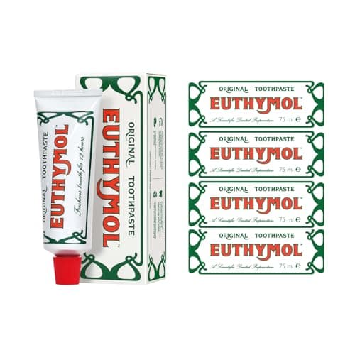 Image of Euthymol Original Toothpaste Bundle – 4 x 75ml, Fluoride Free Anti-Plaque Antibacterial Cavity Teeth Gums Clean Healthy Protection Refresh Daily Oral Enamel Dental Care