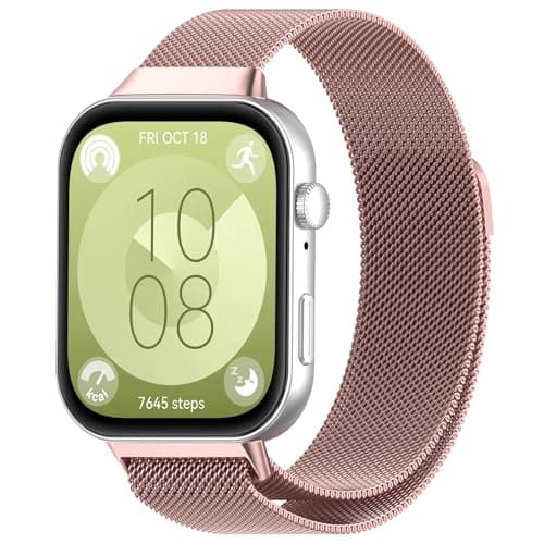 Image of Panda Bobo Magnetic Milanese Loop Stainless Steel Strap, Compatible with Huawei Watch Fit 3 (Rose Pink)