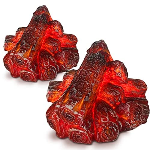 Image of Charcoal Flame Effect Lantern Lamps Artificial Logs for Fireplace Flameless Light with Realistic Log Wood Burning Atmosphere As Christmas Festival Home Living Room Tv Cabinet Fake Fire Decorations