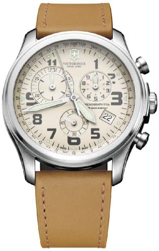 Image of Victorinox Swiss Army Men's Watch XL Classic Infantry Chronograph Quartz Leather 241579, Beige, Strap.