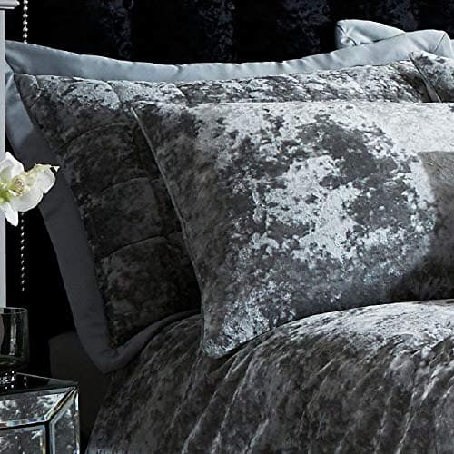 Image of Catherine Lansfield Crushed Velvet Pillowsham Pair Silver