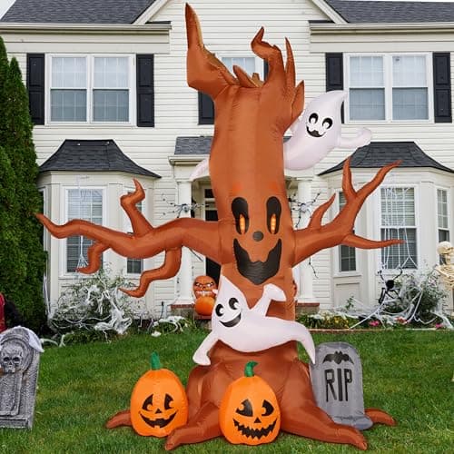 Image of Joiedomi 8 FT Halloween Inflatable Scary Tree with Ghost, Pumpkin and Tombstone, Blow Up Inflatables with Build-in LEDs for Halloween Party Indoor, Outdoor, Yard, Garden, Lawn Decorations