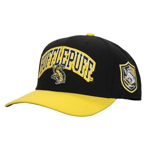 Image of Harry Potter Hufflepuff Varsity Woven Label Adult Snapback Cap Yellow