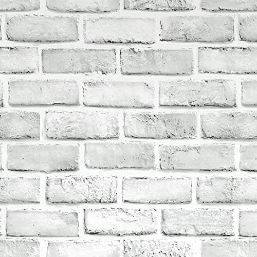 Image of Ohmywor White Grey Brick Wallpaper Self Adhesive Wallpaper Peel and Stick Brick Effect Wallpaper White Sticky Back Plastic Waterproof for Bathroom Living Room Bedroom Decor 45x1000CM