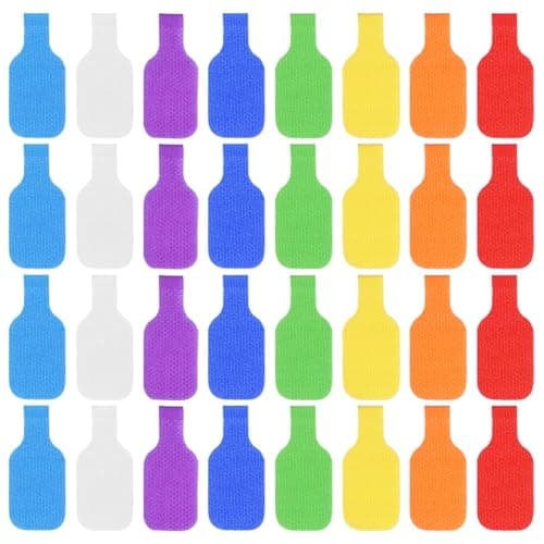 Image of 32PCS Cable Labels - Handwriting Cord Labels for Electronics, 8 Colors Cable Tags for Organizing Wires and Identification, Reusable Wire Markers for Cord Management