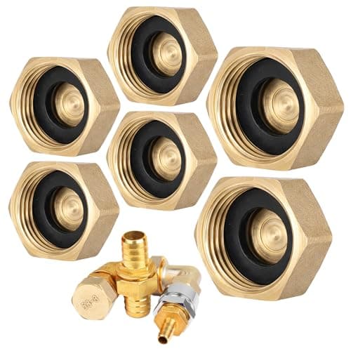Image of cobee 4pcs 4/10" Fitting Stop Valve Cap, 2pcs 6/10" Hex Thread Pipe Fitting Flare Cap, Hex Compression End Caps Plumbing Fittings for Washing Machine Radiator Valve Faucets Tap
