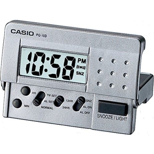 Image of Casio PQ10D-8 LED Digital Travel Clock, Silver