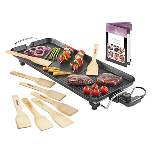 Image of MisterChef XL Teppanyaki Grill – 1800W Electric BBQ Table-Top Grill – Adjustable Temperature Control – 8 Spatulas Included – Free Recipe Book Enclosed – 2-Year Warranty