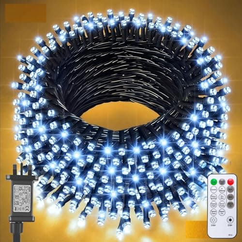 Image of Jsdoin Christmas Tree Lights Plug in,40m 400 LED Outdoor Fairy Light Mains Powered, Waterproof Cool White String Light with Remote/8 Modes/Timer for Outside Indoor Garden Bedroom Decorations