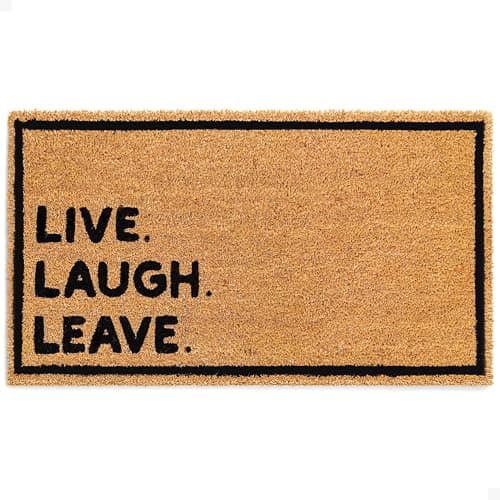 Image of THEODORE MAGNUS Funny Door Mat - Welcome Mat for Front Door with Non-Slip Backing - Durable Coir Doormat - Perfect for Outside Entrance Matt - Outdoor/Indoor - Live Laugh Leave - 17" x 30"
