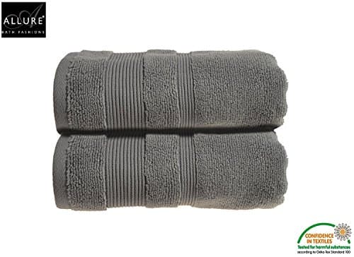 Image of Allure Zero Twist Hand Towel Set for Bathroom, Pack of 2, 50 x 85cm, 100% Egyptian Cotton (Dove Grey)