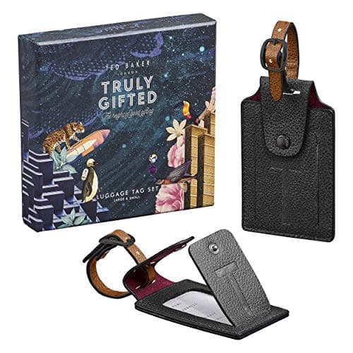 Image of Ted Baker Luggage Tag Set, Faux Leather, Navy, One Size