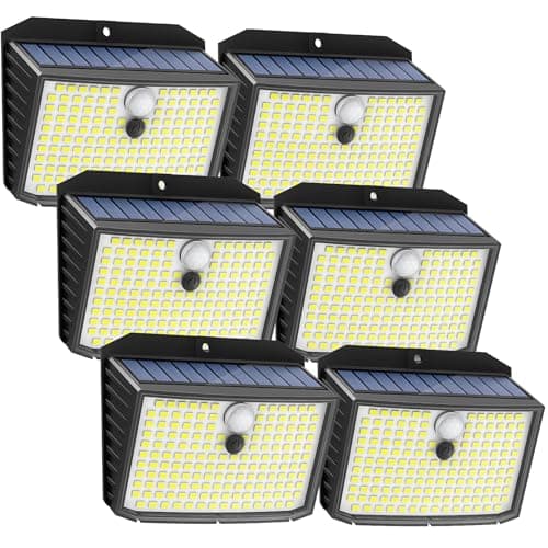 Image of CLAONER Solar Security Lights Outdoor, Motion Sensor Light 3 Lighting Modes Solar Powered LED Lights IP65 Solar Wall Lights for Yard Garage Garden Fence Door (6 Pack)