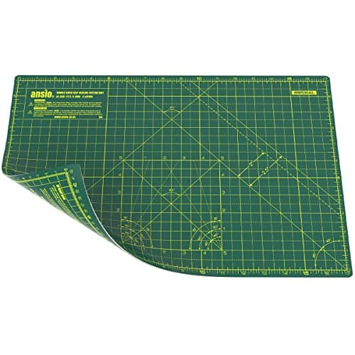 Image of ANSIO Craft Cutting Mat Self Healing A3 Double Sided 5 Layers - Quilting, Sewing, Scrapbooking, Fabric & Papercraft - Imperial/Metric 17 Inch x 11 Inch / 42cm x 27cm - Green/Green