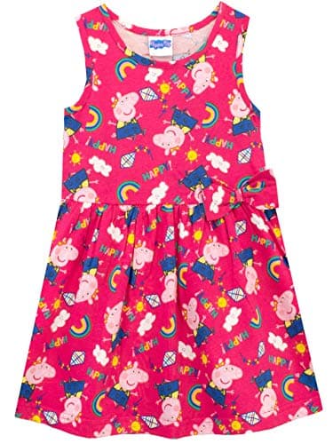 Image of Peppa Pig Girls Dress | Rainbow Summer Dress | Girls’ Dresses 3-4 Years Pink