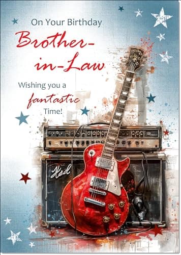 Image of doodlecards Brother-in-Law Birthday Card Guitar Medium Size with Plain Envelope