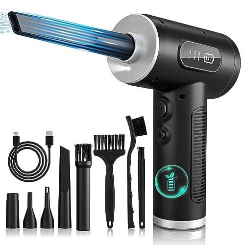 Image of ONEWAY Compressed Air Duster Cleaner for PC, Electric Air Duster Rechargable,Cordless Reusable Air Blower Duster with LED Light,3 Gear Digital Air Duster,Replace Canned Air Duster for Laptop,Keyboard